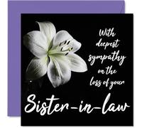 Sympathy Cards - With Deepest Sympathy On The Loss Of Your Sister in law Card - Sorry Mourning Bereavement Cards for Adults, 145mm Condolences Thinking of You Card, Flowers Greeting