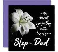 Sympathy Cards - With Deepest Sympathy On The Loss Of Your Step Dad Card - Sorry Mourning Bereavement Cards for Adults, 145mm Condolences Thinking of You Card, Flowers Greeting