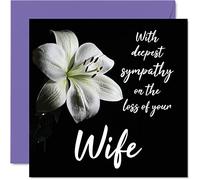 Sympathy Cards - With Deepest Sympathy On The Loss Of Your Wife Card - Sorry Mourning Bereavement Cards for Adults, 145mm Condolences Thinking of You Card, Flowers Greeting