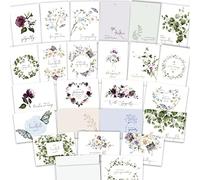 Sympathy Cards with Envelopes - 24 Sympathy Cards Pre-Scored and Double Sided - Unfolded 8.3 x 5.8 Folded 4.1 x 5.8 Condolences Card Set with Tasteful Message and 24 Watercolor Designs (Variety)