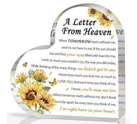 Sympathy Gift - A Letter from Heaven Memorial Keepsake for Loss of Mother, Father, Husband, Son - Acrylic Heart Remembrance (Sunflower)
