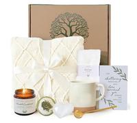 Sympathy Gift Baskets for Women - 8 Thoughtful & Cozy Items (Blanket and Candle Gift Set with Mug, Socks & More) - Sympathy Gifts for Loss of Loved One, Get Well, or Self Care Gifts for Women