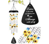 Sympathy Gift Memorial Wind Chimes - Windchime in Loving Memory of Loved One, Bereavement Gifts for Loss of Mom/Dad, Condolences Grief Remembrance Funeral Grieving, Sunflower
