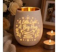 Sympathy Gift Tea Light Candle Holders - No Words Just Hugs Memorial Decor | Glass candle holde 9 x 11.7cm with gold interio, comforting bereavement gifts for loss of a loved one