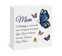 Sympathy Gifts for Loss of Mom Wood Box Sign Memorial Gifts for Loss of Mom Condolence Bereavement Gift in Memory of Loved One Butterfly Wood Box Sign Desk Decor Remembrance Gift