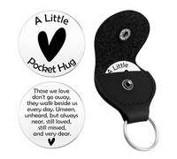 Sympathy Gifts Hug Token with Black Leather Keychain Remembrance Pocket Hug Token Sympathy Gift for Loss for Friends Family Condolence Grieving Keepsake Grief Gifts Double Sided Stainless Steel Tokens