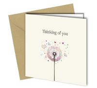 Sympathy Greeting Card, Pastel Dandelion Design, 'Thinking of You' Text, 350gsm Thick Card #1782