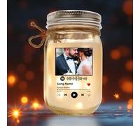 Sympathy Jar Light with Custom Photo - Personalized Grief Gift for Mom Dad Family - Memorial Light to Honor a Lost Loved One at Home