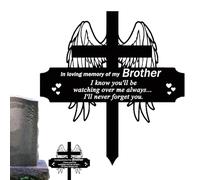 Sympathy Markers - Metal Cross Pile Grave Markers Cemetery Graved Decor, Cemetery Plaques For Grave, For Cemeteryd Decor Garden Yard Outdoor Memorial Sign Durable Long Lasting Tools
