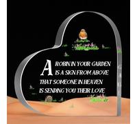 Sympathy Memorial Gifts for Loss of Loved One, Loss of Father Mother Sympathy Gifts, Bereavement Condolences Grief Gifts, Funeral Memorial Decor Sign Sunflower, Robin In Your Garden Sign