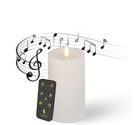 Symphony LED Flameless Candle | Classic White Smooth 6 Inch 100% Paraffin Wax Battery Powered 500 Hour User Time with Remote Control | Music Flickering for Home, Office, Party, Bath