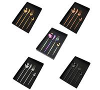 (Symphony, One size) 4pcs Stainless Steel Flatware Cutlery Set Knife Fork Spoon Mirror Polished Western Food Teaspoon Kitchen Kit Black