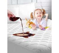 Symphony Waterproof Quilted Mattress Protector Super King Bed 34cm Extra Deep,100% Microfiber Waterproof Quilted Super King Mattress Protector, Hotel Quality Fitted Stretch Skirt Cover (182x200cm)