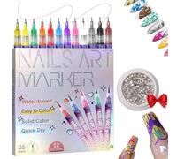 Symphonyofto 12 Colors Nail Art Pens Set, 0.5 mm Nail Art Markers for Gel Nails, 3D quick-drying nail art line pen, DIY Acrylic Paint Pens Kit for Nail Art Drawing Painting Tools (1set)