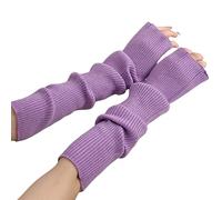 Symphonyw Arm Warmers for Women, Winter Knitted Long Fingerless Gloves Women Arm Warmers with Thumb Hole, Long Sleeve Wrist Warmers Mittens for Ladies Girls (Purple)