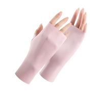 Symphonyw UV Sun Protection Gloves, Summer Women Fingerless Driving Gloves Non Slip Ice Silk Sunblock Gloves Mittens for Gel Nails Driving Riding Cycling Hiking Fishing Outdoor Activities