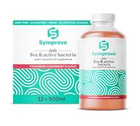Symprove Liquid Probiotic, Fermented to a Level of at Least 10 Billion CFUs per 70ml Shot, Strawberry & Raspberry Flavour, Water-Based, Dairy & Gluten Free, Vegan (12 x 500ml)