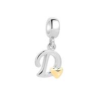 Symreite Letter D Charm - 925 Sterling Silver with 5A Cubic Zirconia, Initial Pendant for Women & Girls, Fits Pandora Bracelets