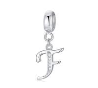 Symreite Letter F Charm - 925 Sterling Silver with 5A Cubic Zirconia, Initial Pendant for Women & Girls, Fits Pandora Bracelets
