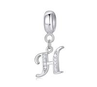 Symreite Letter H Charm - 925 Sterling Silver with 5A Cubic Zirconia, Initial Pendant for Women & Girls, Fits Pandora Bracelets