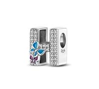 Symreite Letter H Charms 925 Sterling Silver Alphabet Butterfly Beads Charms with 5A Cubic Zirconia Initial Charm fits Pandora Charms Bracelet