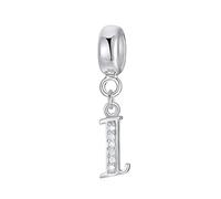 Symreite Letter I Charm - 925 Sterling Silver with 5A Cubic Zirconia, Initial Pendant for Women & Girls, Fits Pandora Bracelets