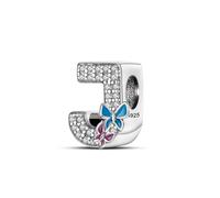 Symreite Letter J Charms 925 Sterling Silver Alphabet Butterfly Beads Charms with 5A Cubic Zirconia Initial Charm fits Pandora Charms Bracelet