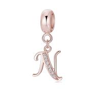 Symreite Letter N Charm - 925 Sterling Silver with 5A Cubic Zirconia, Initial Pendant for Women & Girls, Fits Pandora Bracelets