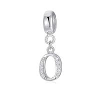 Symreite Letter O Charm - 925 Sterling Silver with 5A Cubic Zirconia, Initial Pendant for Women & Girls, Fits Pandora Bracelets
