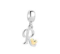 Symreite Letter R Charm - 925 Sterling Silver with 5A Cubic Zirconia, Initial Pendant for Women & Girls, Fits Pandora Bracelets