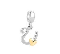 Symreite Letter U Charm - 925 Sterling Silver with 5A Cubic Zirconia, Initial Pendant for Women & Girls, Fits Pandora Bracelets