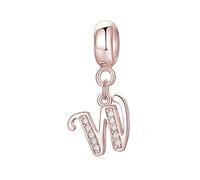 Symreite Letter W Charm - 925 Sterling Silver with 5A Cubic Zirconia, Initial Pendant for Women & Girls, Fits Pandora Bracelets