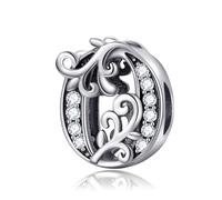 Symretie 925 Silver Initial O Pendant for Women, Compatible with Pandora and European Style Bracelets & Necklaces, Suitable for Women and Girls.