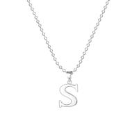 Symretie 925 Sterling Silver Initial S Necklace - A dainty silver letter pendant necklace, perfect for daily wear, and an ideal jewelry gift for women.