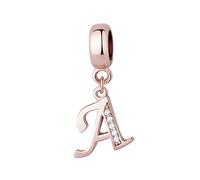Symretie Initial Letter 'A' 925 Sterling Silver Charm Bead - Compatible with Pandora Bracelets, Dangle Pendant Charm, Suitable for Necklaces & Bracelets, Ideal Jewelry Gift for Women