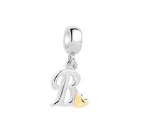 Symretie Initial Letter 'B' 925 Sterling Silver Charm Bead - Compatible with Pandora Bracelets, Dangle Pendant Charm, Suitable for Necklaces & Bracelets, Ideal Jewelry Gift for Women