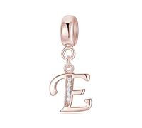 Symretie Initial Letter 'E' 925 Sterling Silver Charm Bead - Compatible with Pandora Bracelets, Dangle Pendant Charm, Suitable for Necklaces & Bracelets, Ideal Jewelry Gift for Women