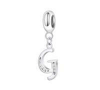 Symretie Initial Letter 'G' 925 Sterling Silver Charm Bead - Compatible with Pandora Bracelets, Dangle Pendant Charm, Suitable for Necklaces & Bracelets, Ideal Jewelry Gift for Women
