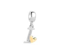 Symretie Initial Letter 'I' 925 Sterling Silver Charm Bead - Compatible with Pandora Bracelets, Dangle Pendant Charm, Suitable for Necklaces & Bracelets, Ideal Jewelry Gift for Women