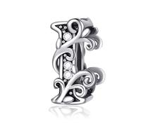 Symretie Initial Letter 'I' 925 Sterling Silver Charm Bead - Compatible with Pandora Bracelets, Dangle Pendant Charm, Suitable for Necklaces & Bracelets, Ideal Jewelry Gift for Women