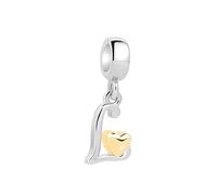Symretie Initial Letter 'L' 925 Sterling Silver Charm Bead - Compatible with Pandora Bracelets, Dangle Pendant Charm, Suitable for Necklaces & Bracelets, Ideal Jewelry Gift for Women