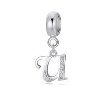 Symretie Initial Letter 'U' 925 Sterling Silver Charm Bead - Compatible with Pandora Bracelets, Dangle Pendant Charm, Suitable for Necklaces & Bracelets, Ideal Jewelry Gift for Women