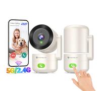 SYMYNELEC 2.4/5GHz Indoor Security Camera: 2K 4MP Pet Dog Cameras with App - 360° Baby Monitor with AI Motion & Sound Detection, Auto Tracking, IR Night Vision, One-Touch Call, Alexa, 2 Pack