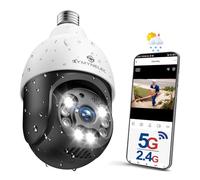 SYMYNELEC 5GHz/2.4GHz Light Bulb Security Camera Outdoor Waterproof 2.5K, Dual-Band WiFi Light Socket Security Camera with AI Human Motion Detection Tracking 4MP Color Night Vision Siren Alarm Alexa