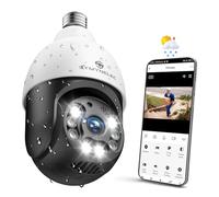 SYMYNELEC - Outdoor Security Light Bulb, Waterproof 2.5K 2.4GHz Wireless WiFi with AI, Human Motion Detection, 4MP Tracking, Night Vision Siren Alarm, Works with