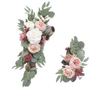 SynapSYA Artificial Floral Swags Artificial Wedding Arch Flowers Kit Rose Blue Garland Drapes for Decorations Welcome Sign(Color9)