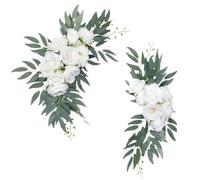 SynapSYA Artificial Floral Swags Artificial Wedding Arch Flowers Kit Rose Blue Garland Drapes for Decorations Welcome Sign(White)