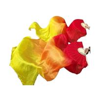 SynapSYA Belly Dancing Fan Belly Dancing Fan 1 Pair Handmade Dyed Dancer Practice Long Silk Fans Dance Props Gradient Color(Type 2,180x90cm)