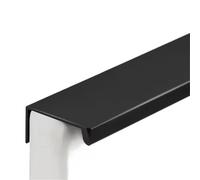 SynapSYA Finger Edge Pull 6/1Pcs Furniture Handle Brushed Household Lacquer White Hidden Cabinet Handles Arc Aluminum Edge Sealing(15cm-Black,1 Set)