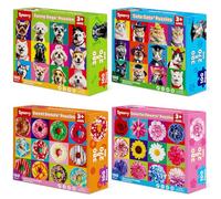 SYNARRY Cat Dog Flower Donut Jigsaw Puzzles for Kids, 4×100 Piece Jigsaw Puzzle for 3 4 5 6 7 8 Year Old, Educational Toys Gifts for Children Boys Girls